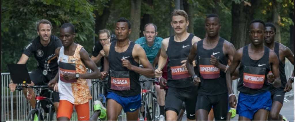 Pace setters during the Vienna Marathon that Eliud Kipchoge won