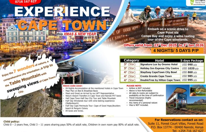 Enjoy 7 wonders of nature, sweeping views of Cape Town city and a trip to Table mountain
