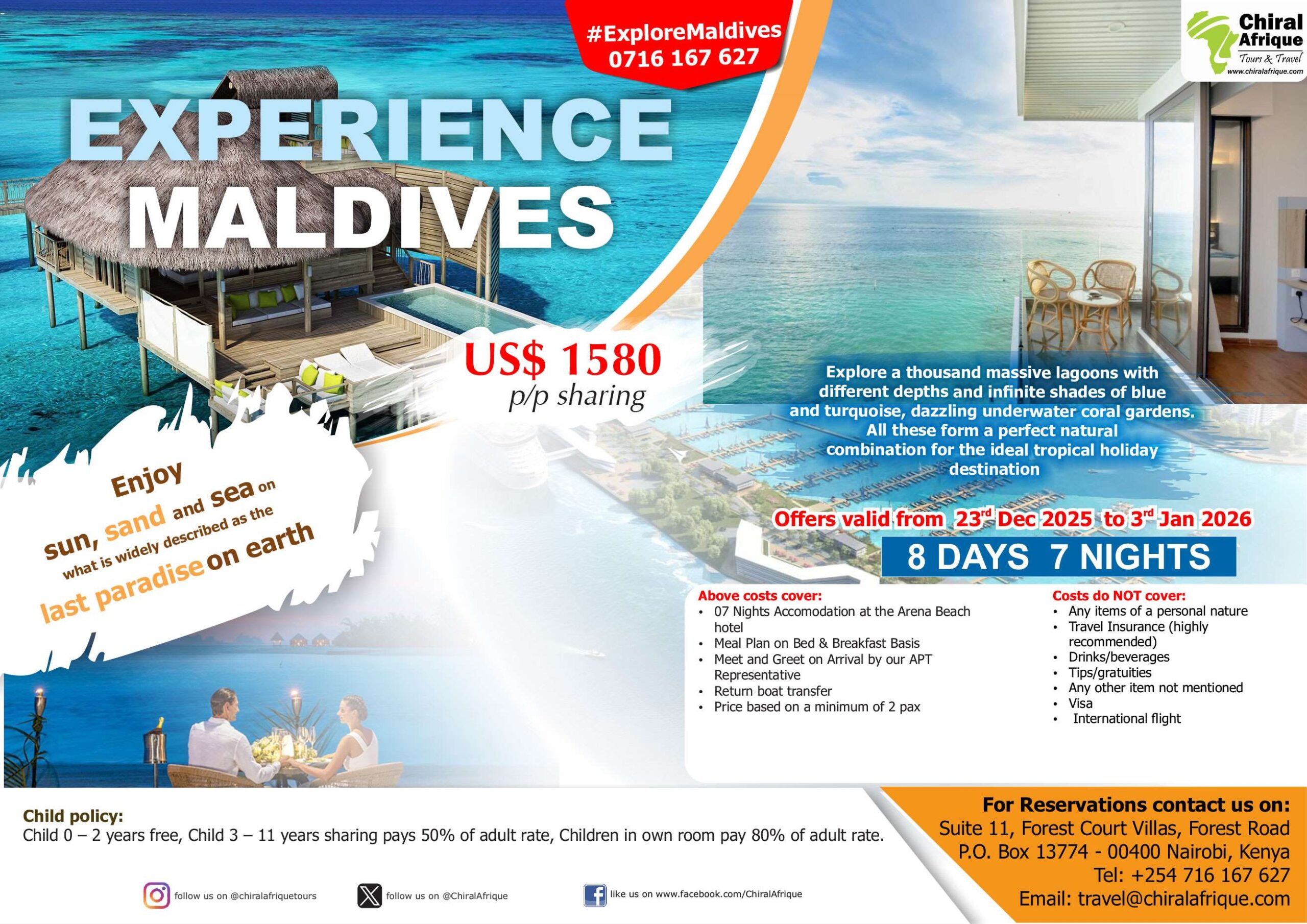 Experience Sun, Sand and the blue turquoise waters of the Maldives