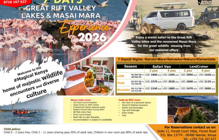 7 Days Great Rift Valley Lakes and Masai Mara Experience