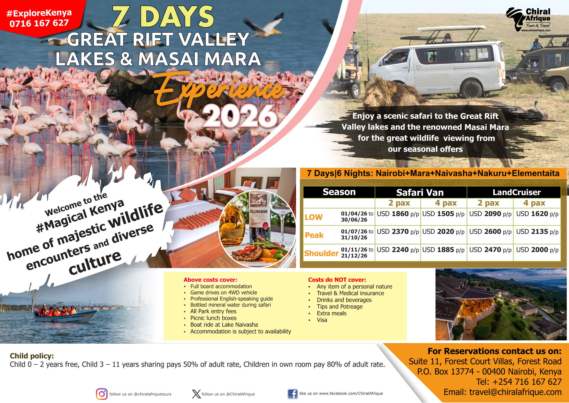 7 Days Great Rift Valley Lakes and Masai Mara Experience